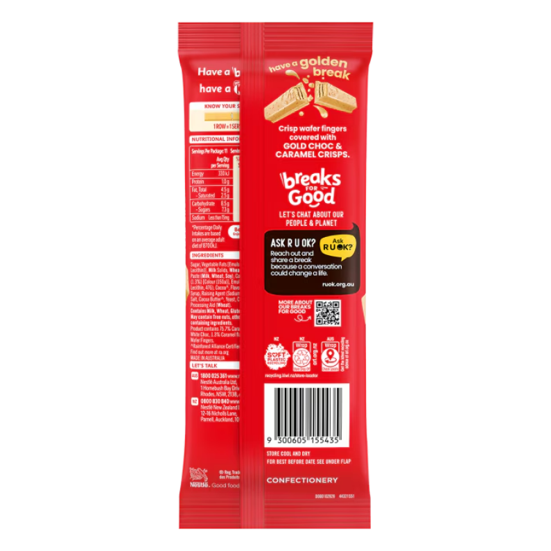 KitKat Gold Crush Block 160g Back of Pack